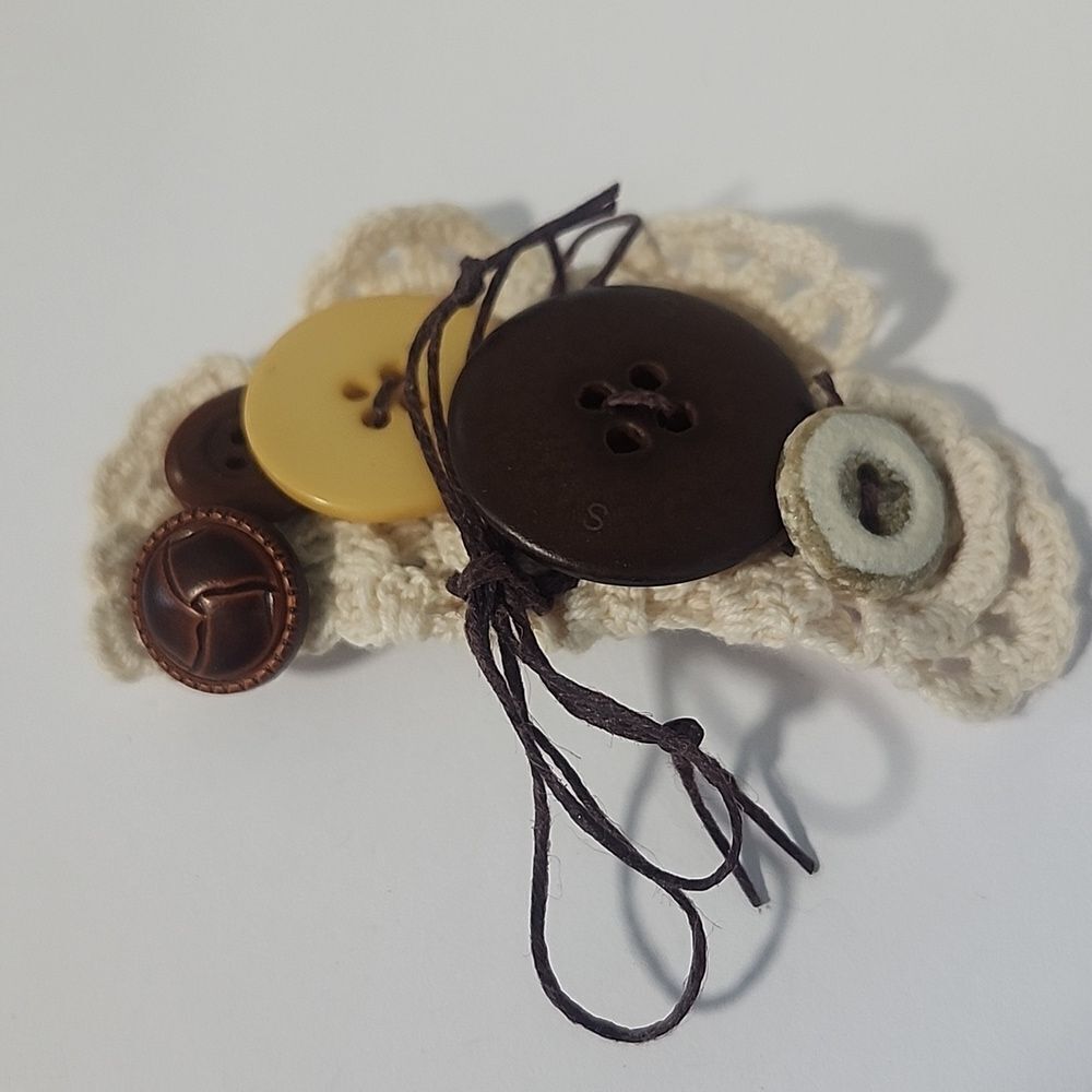 Crochet Brooch With Buttons